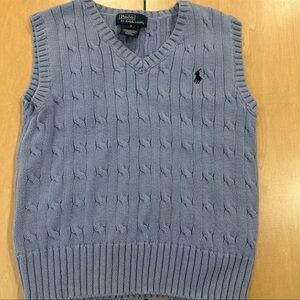 Ralph Lauren Pale Blue Cable Knit V-Neck Sweater Vest
